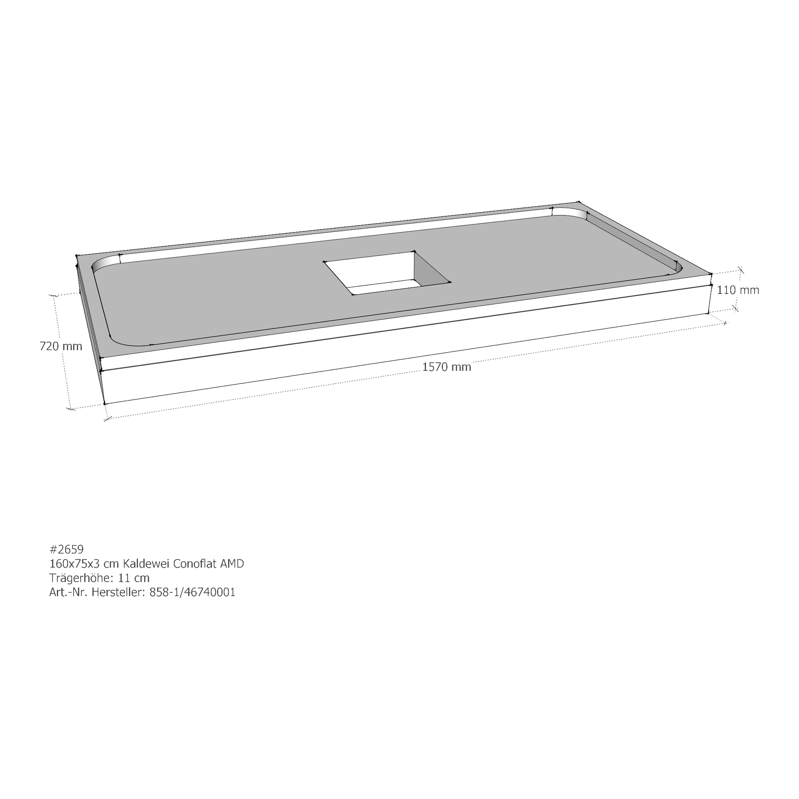 Duschwannenträger für Kaldewei Conoflat 160 × 75 × 2,3 cm