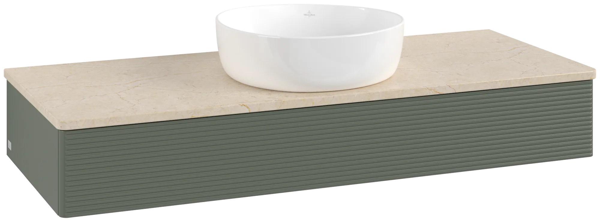 Villeroy & Boch Antao Waschbeckenunterschrank K10_1, 1200 x 190 x 500 mm, Leaf Green Matt Lacquer / Botticino