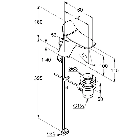 Kludi BALANCE Waschtisch-EHM DN 10 mit Ablaufg., 3.79l mattschwarz/chrom Kludi BALANCE Waschtisch-EHM DN 10 mit Ablaufg., 3.79l mattschwarz/chrom