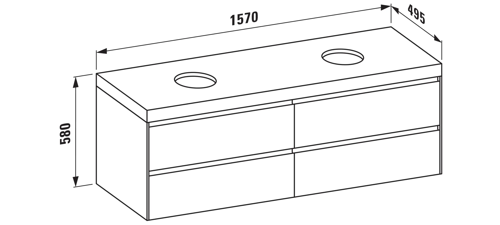 Laufen Waschtischunterbau+Waschtischplatte MODULAR SYSTEM LANI 495x1570x580, links+rechts Ausschnitt, Abdeckplatte 65mm, wildeiche, 4 Schubladen, Griffleiste, Vollauszug und Soft-Close Laufen Waschtischunterbau+Waschtischplatte MODULAR SYSTEM LANI 495x1570x580, links+rechts Ausschnitt, Abdeckplatte 65mm, wildeiche, 4 Schubladen, Griffleiste, Vollauszug und Soft-Close