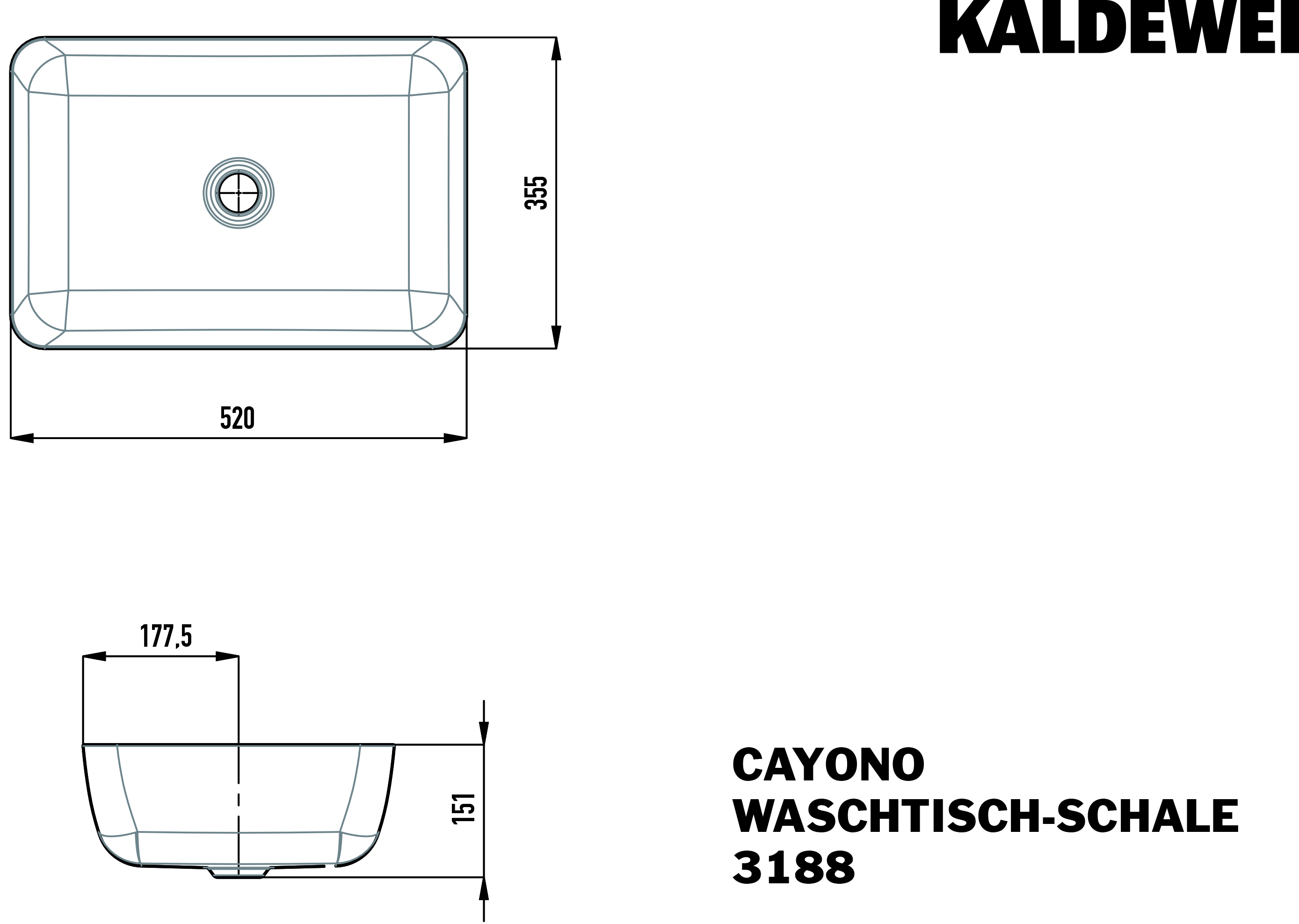 Waschtischschale „Cayono“ 52 × 35,5 cm in 