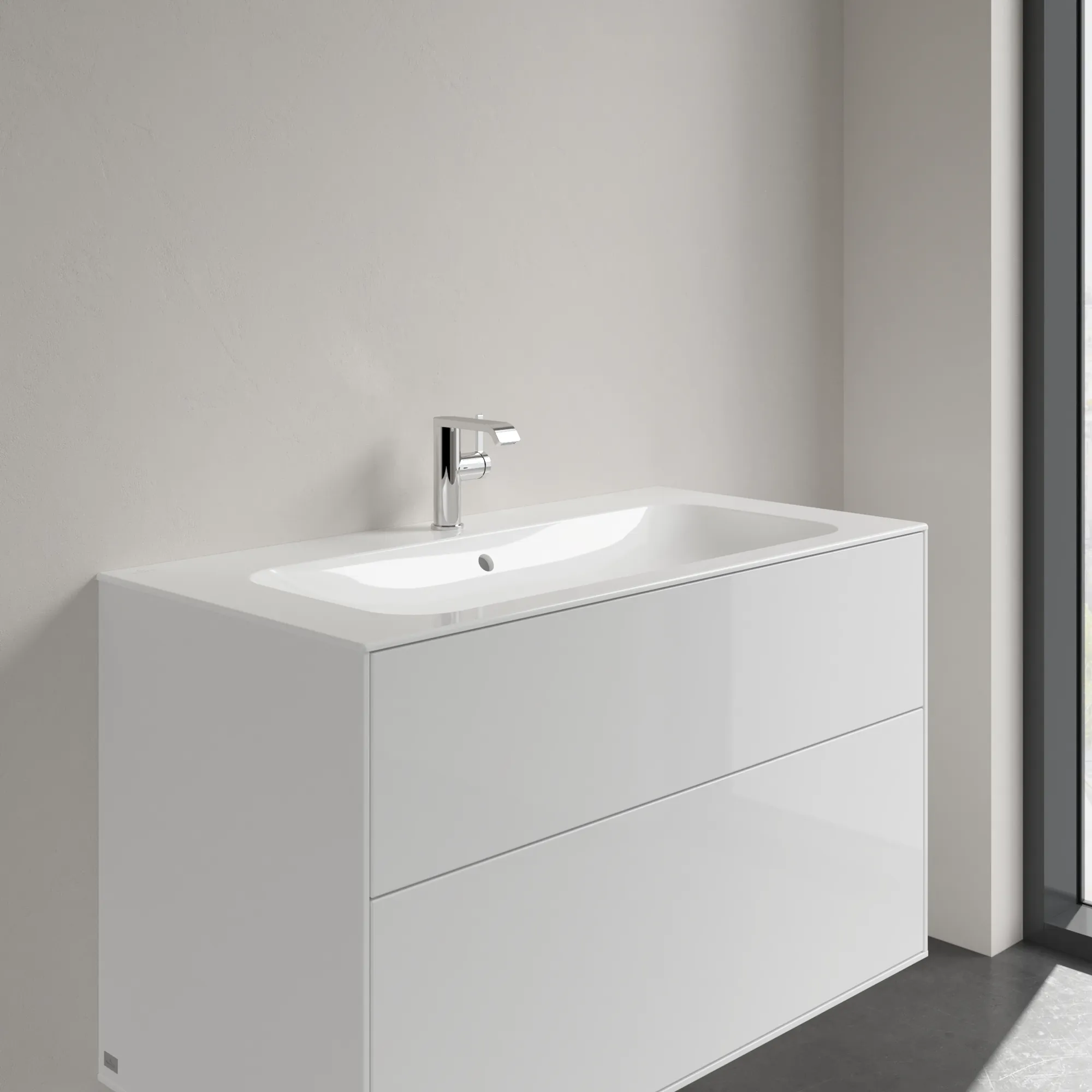 Villeroy & Boch Schrankwaschtisch aus TitanCeram „Finion“ 1000 × 500 × 160 mm, mit Hahnlochbohrung, Hahnlochposition mittig in Weiß Alpin, mit CeramicPlus Villeroy & Boch Schrankwaschtisch aus TitanCeram „Finion“ 1000 × 500 × 160 mm, mit Hahnlochbohrung, Hahnlochposition mittig in Weiß Alpin, mit CeramicPlus