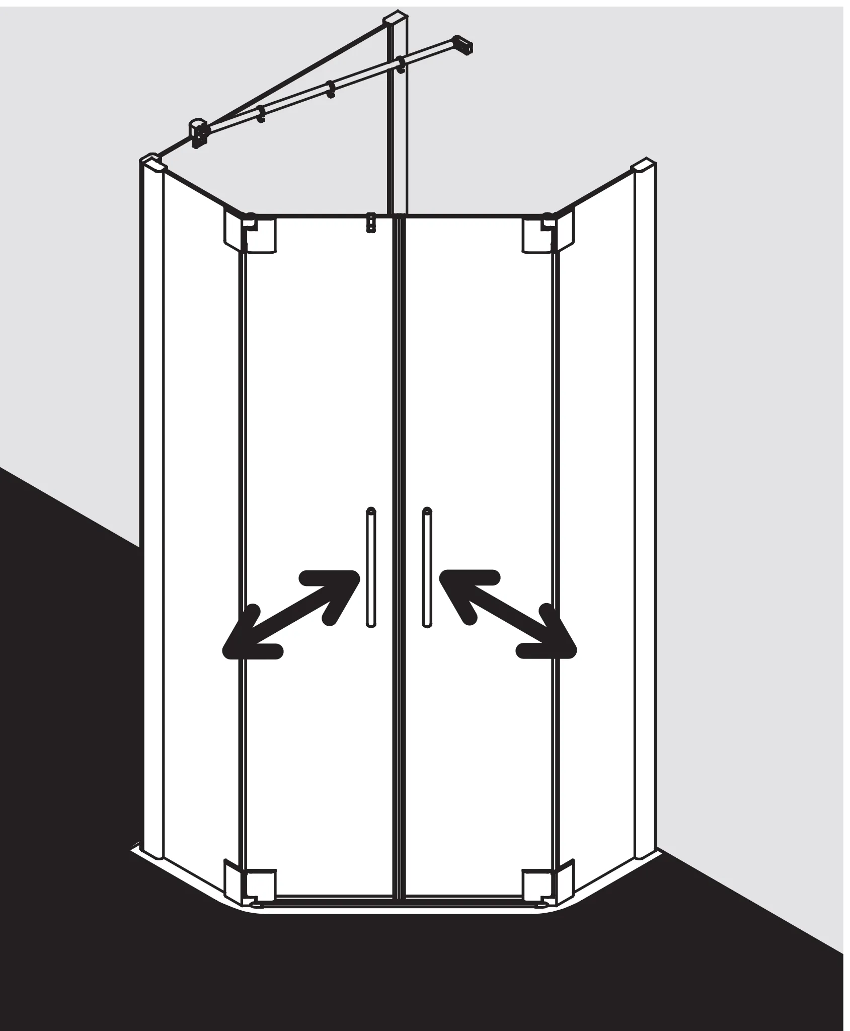Kermi Duschdesign Fünfeck-Duschkabine mit Pendeltüren mit Festfeldern für gleichschenklige Wannen „PASA XP“ Glas Klar, Profile Silber Mattglanz, BV: 870 - 900 mm GAK: 855 - 885 mm WE: 880 - 910 mm H: 2000 mm Kermi Duschdesign Fünfeck-Duschkabine mit Pendeltüren mit Festfeldern für gleichschenklige Wannen „PASA XP“ Glas Klar, Profile Silber Mattglanz, BV: 870 - 900 mm GAK: 855 - 885 mm WE: 880 - 910 mm H: 2000 mm