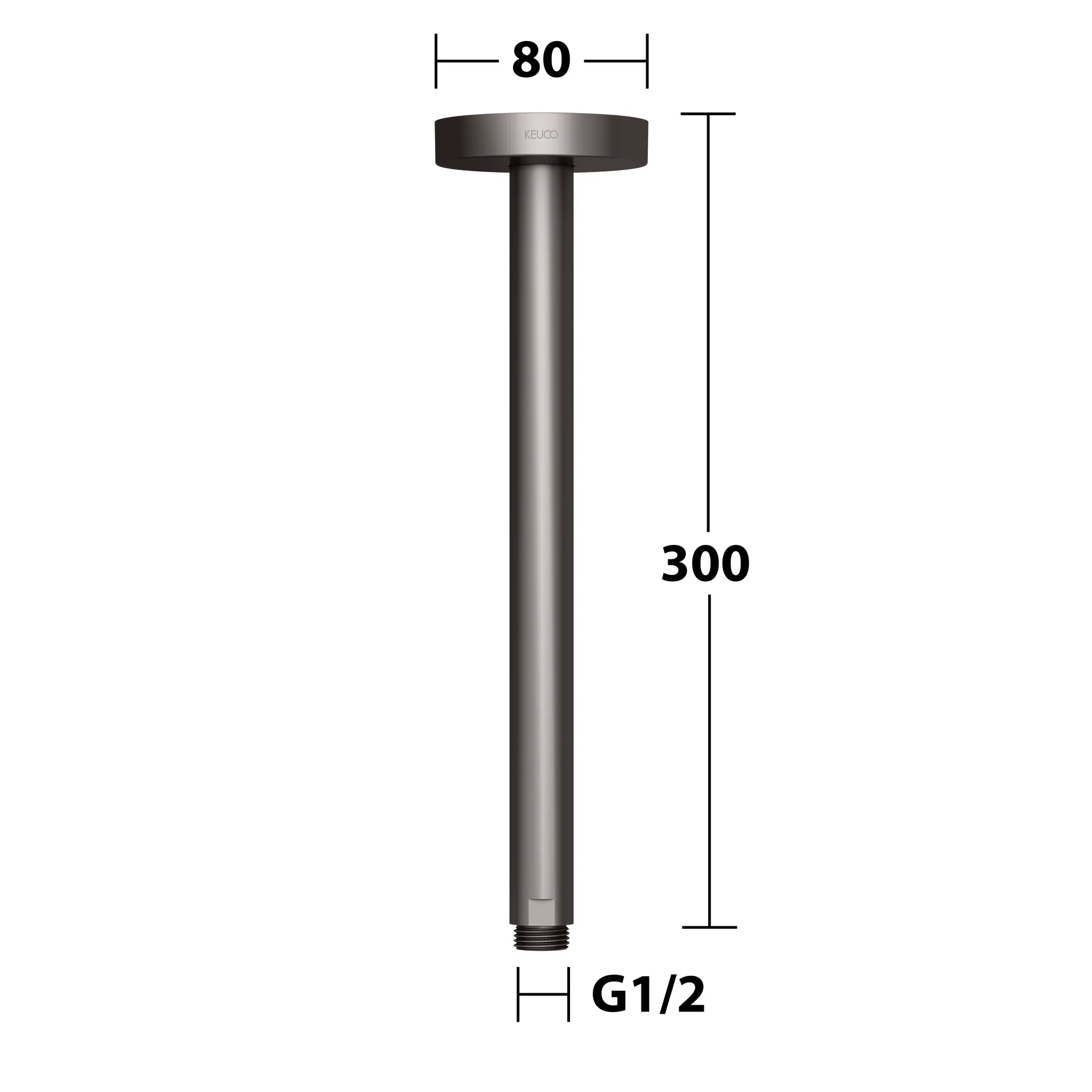 Brausen und Brausezubehör Brausearm Deckenanschluss 300 mm Titanschwarz gebürstet