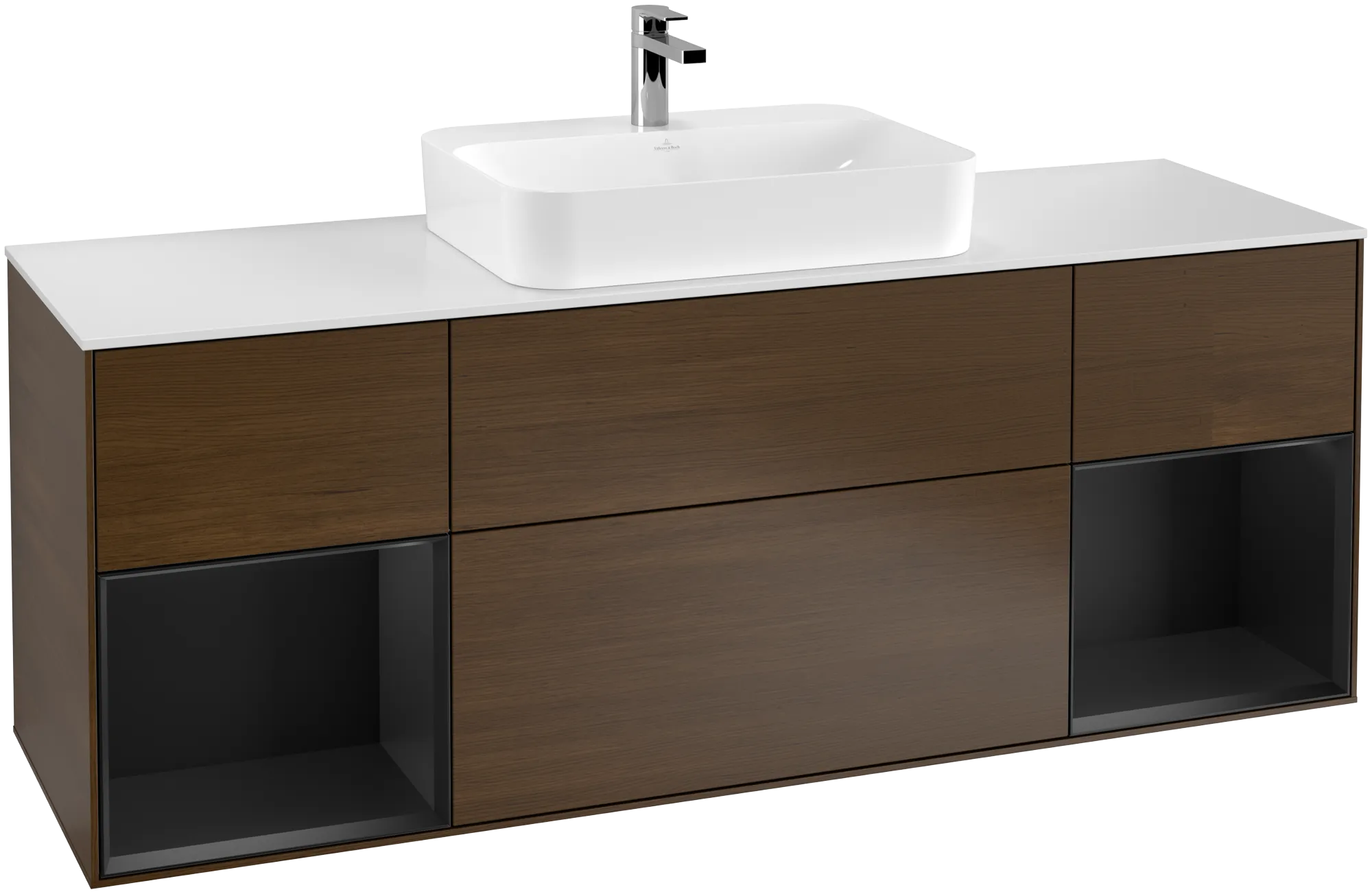 Villeroy & Boch Waschtischunterschrank „Finion“ für Schrankwaschtisch 1600 × 603 × 501 mm Walnut Veneer, für Becken mittig