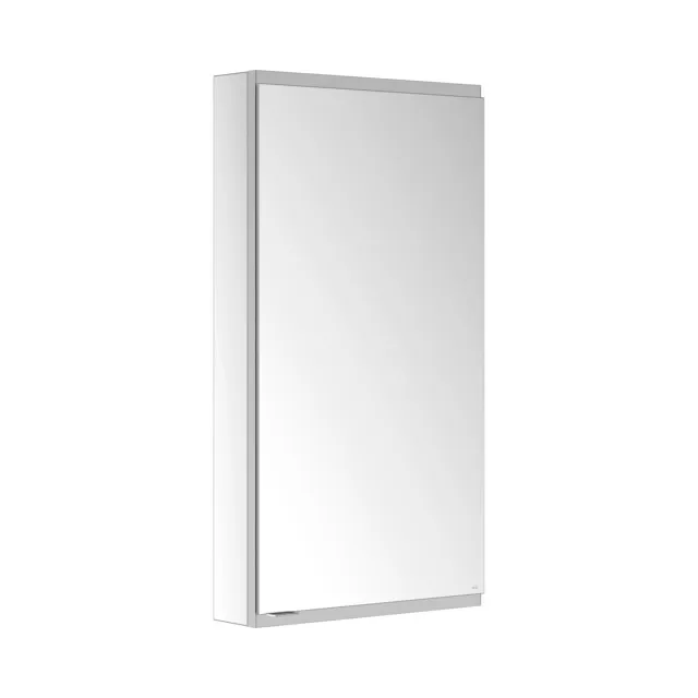 KEUCO Wandvorbau Spiegelschrank 1-türig „Royal Modular 2.0“ in Silber (eloxiert), Anschlag rechts, rechts, Aufputz, Anschlag rechts, ohne Beleuchtung 500 × 900 × 120 mm