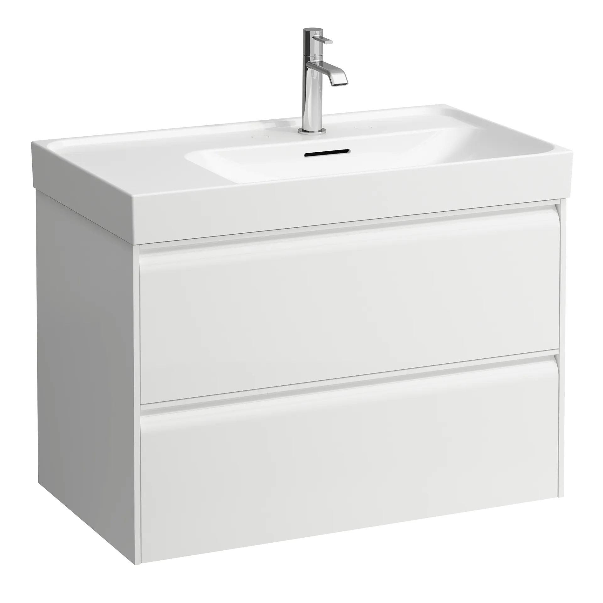 Waschtischunterbau, MEDA, 448x784x515, mit 2 Schubladen, 1 Ordnungssystem, integrierte Griffleiste, Vollauszug und Soft-Close, für Waschtisch MEDA H817115 (80 cm), weiß matt Waschtischunterbau, MEDA, 448x784x515, mit 2 Schubladen, 1 Ordnungssystem, integrierte Griffleiste, Vollauszug und Soft-Close, für Waschtisch MEDA H817115 (80 cm), weiß matt