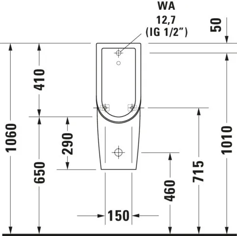 Urinal Starck 3, Zulauf von hinten rimless, ohne Fliege, weiß Urinal Starck 3, Zulauf von hinten rimless, ohne Fliege, weiß