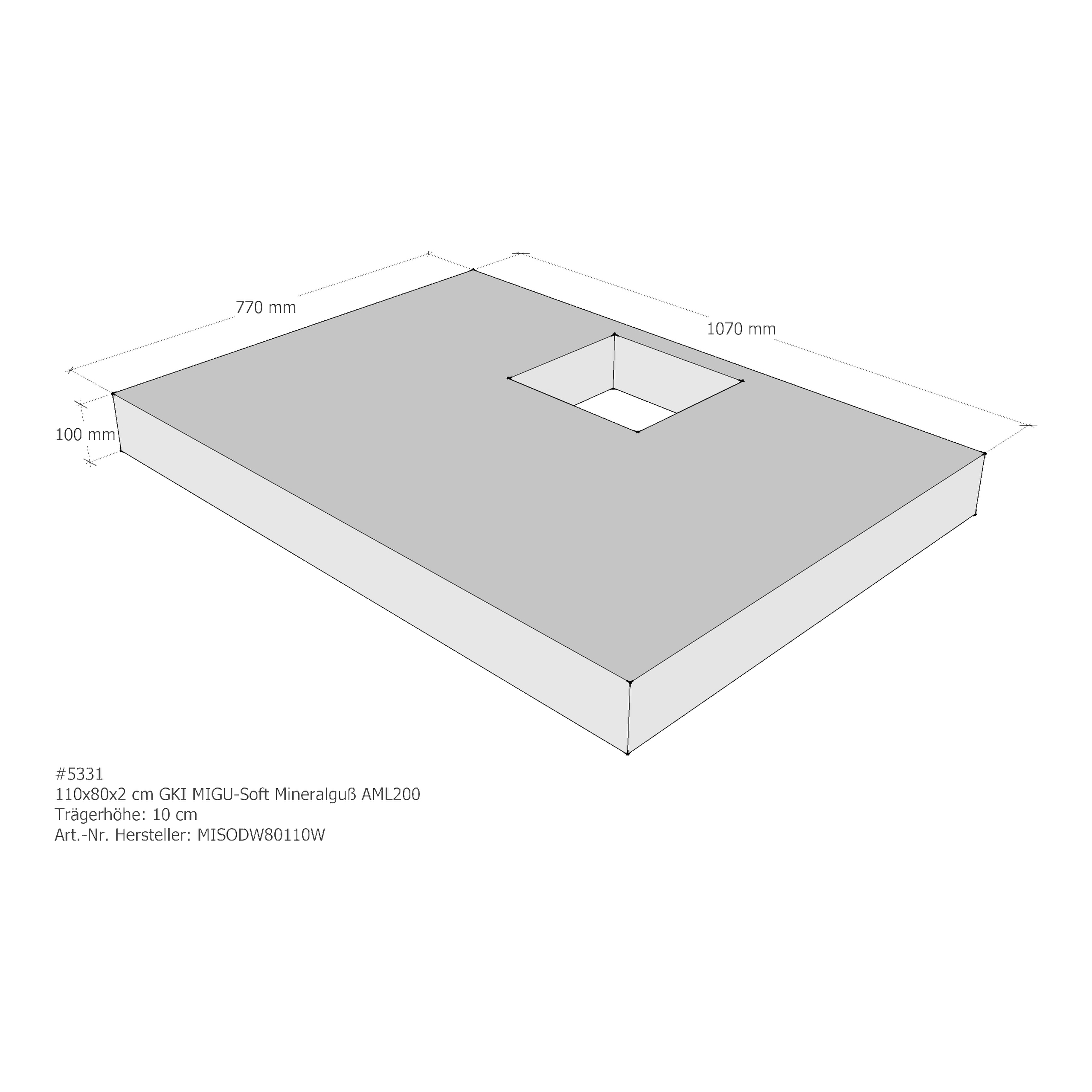 Duschwannenträger für GKI MIGU-Soft Mineralguß 110 × 80 × 2 cm Duschwannenträger für GKI MIGU-Soft Mineralguß 110 × 80 × 2 cm