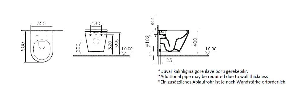 VitrA Integra Tiefspüler-Wand-WC Compact VitrA Flush 36 x 50 cm V-Fit Weiß HG VitrA Integra Tiefspüler-Wand-WC Compact VitrA Flush 36 x 50 cm V-Fit Weiß HG