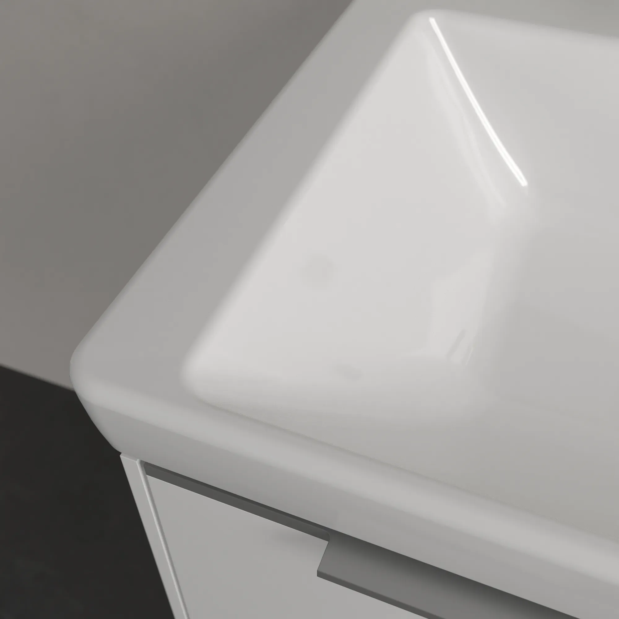 Wandwaschtisch aus TitanCeram „Subway 3.0“ 60 × 47 × 16,5 × 16,5 cm, ohne Hahnlochbohrung, Hahnlochposition mittig in Weiß Alpin
