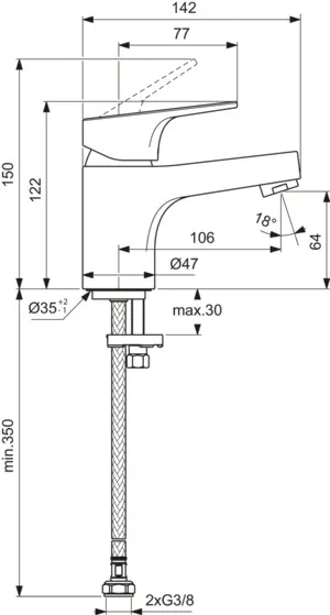 Einhand-Waschtischarmatur „Cerabase“ Ausladung 106 mm