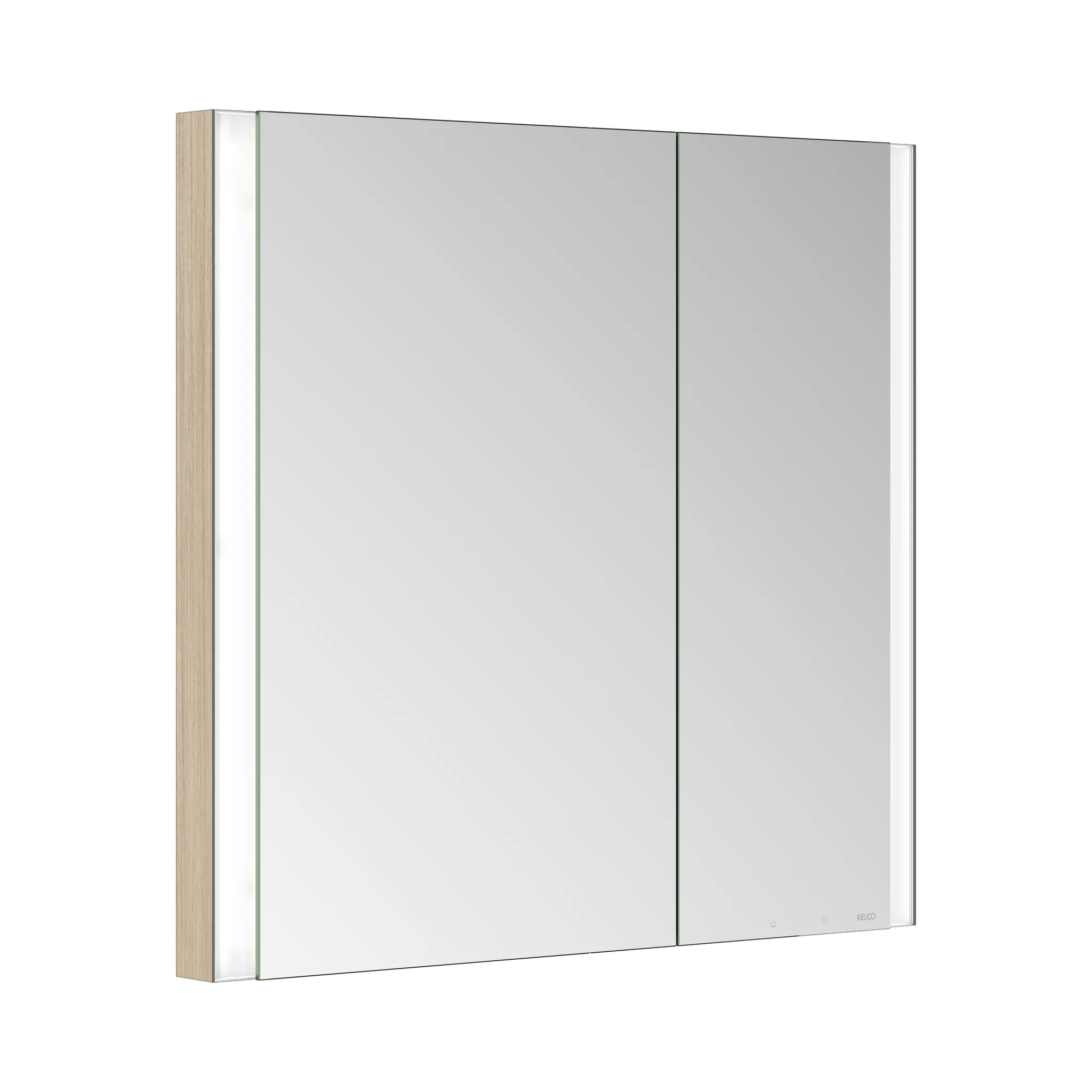 KEUCO Wandeinbau Spiegelschrank „Somaris“ Eiche hell Dekor, Unterputz, mit Spiegelheizung 800 × 710 × 115 mm