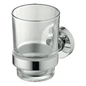 Zahnbecher IOM aus Klarglas, Chrom Zahnbecher IOM aus Klarglas, Chrom