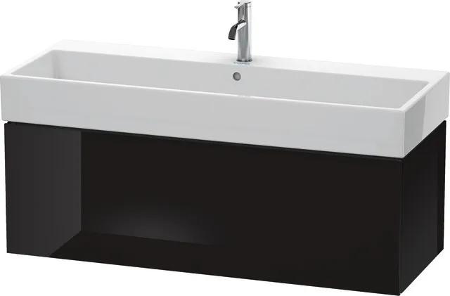 Duravit Waschtischunterschrank wandhängend „L-Cube“ 118,4 × 39,4 × 45,9 cm Schwarz Hochglanz