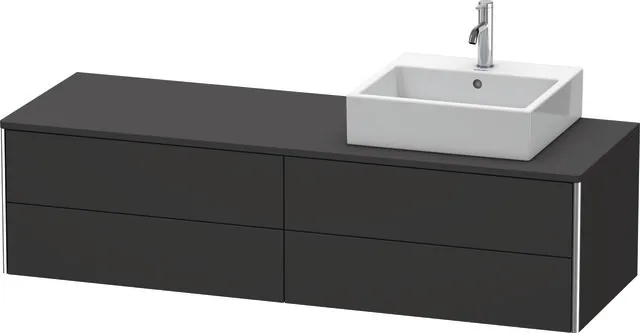 Duravit Waschtischunterschrank wandhängend „XSquare“ 160 × 40 × 54,8 cm Becken: rechts / Front- & Korpusfarbe: Graphit Supermatt / Größe: 160 × 54,8 × 40 cm / Oberfläche: Dekor / Profile: Chrom / Schubladen: 4 Duravit Waschtischunterschrank wandhängend „XSquare“ 160 × 40 × 54,8 cm Becken: rechts / Front- & Korpusfarbe: Graphit Supermatt / Größe: 160 × 54,8 × 40 cm / Oberfläche: Dekor / Profile: Chrom / Schubladen: 4