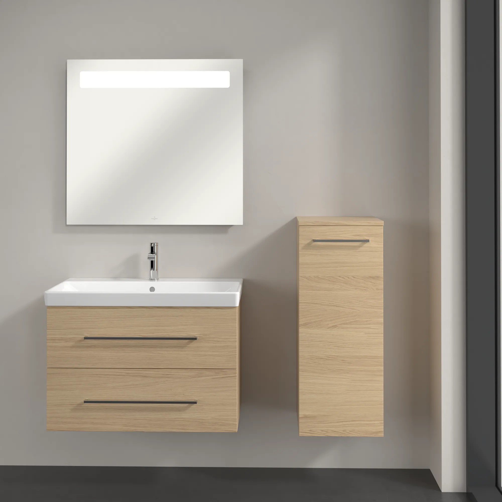 Villeroy & Boch Seitenschrank „Avento“ 35 × 89 × 37,3 × 37,3 cm Nordic Oak, Anschlag rechts, Soft Closing, 1 Tür