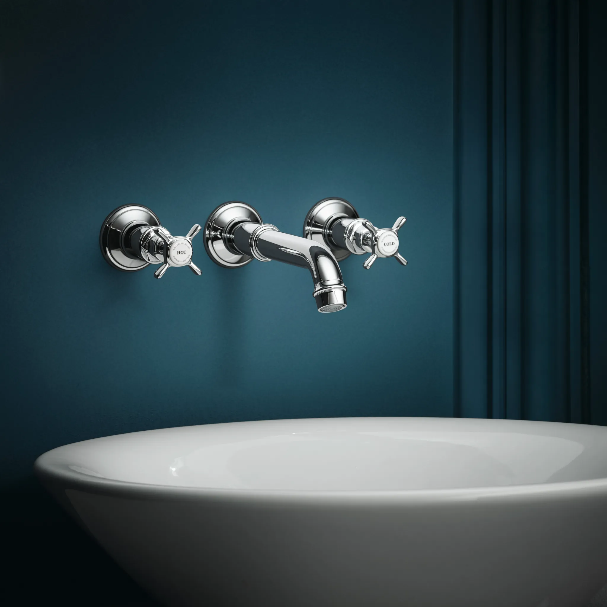 3-Loch Waschtischarmatur Axor Montreux Wand Fertigset chrom