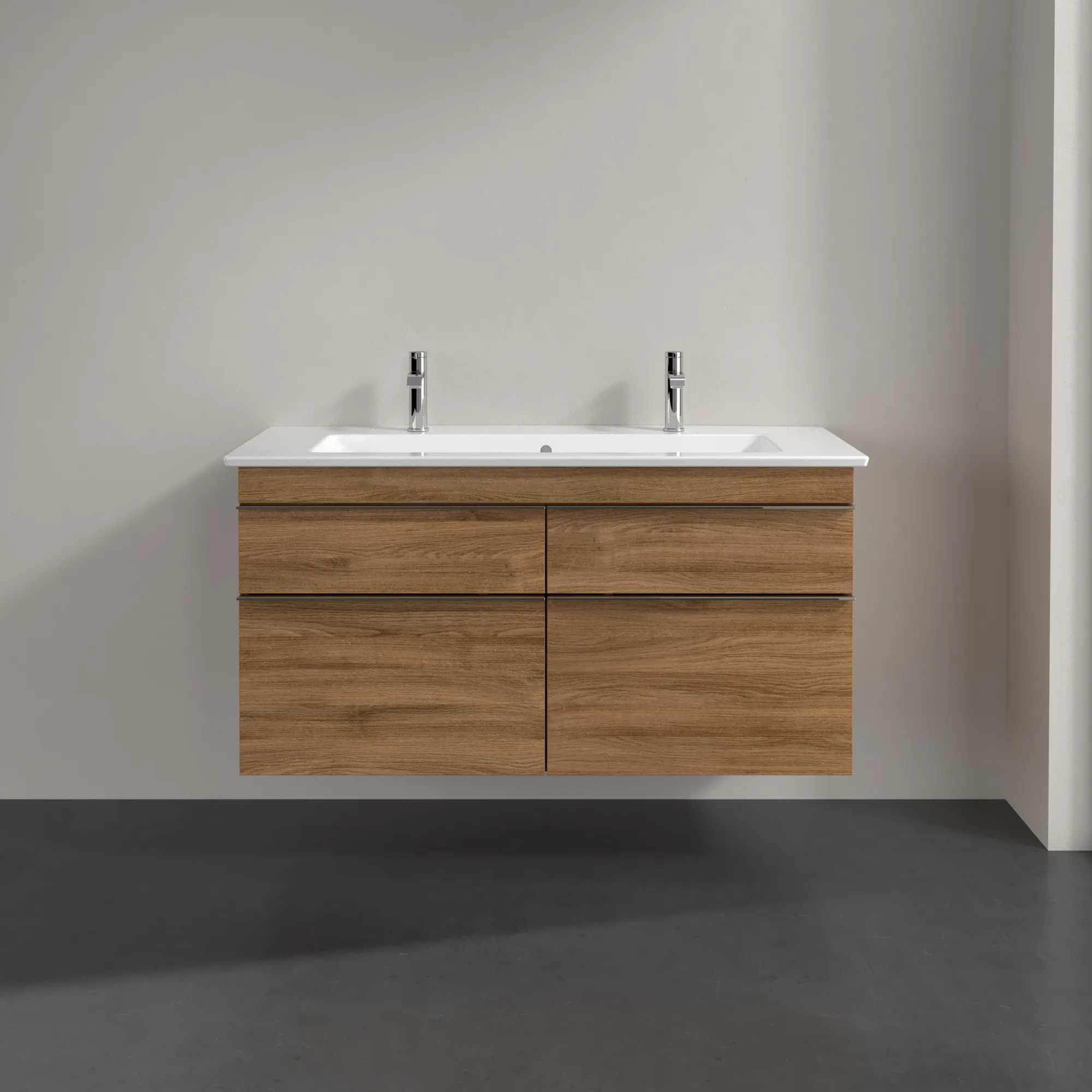 Villeroy & Boch Waschtischunterschrank „Venticello“ für Schrank-Doppelwaschtisch 1153 × 590 × 502 mm Kansas Oak, für Becken mittig