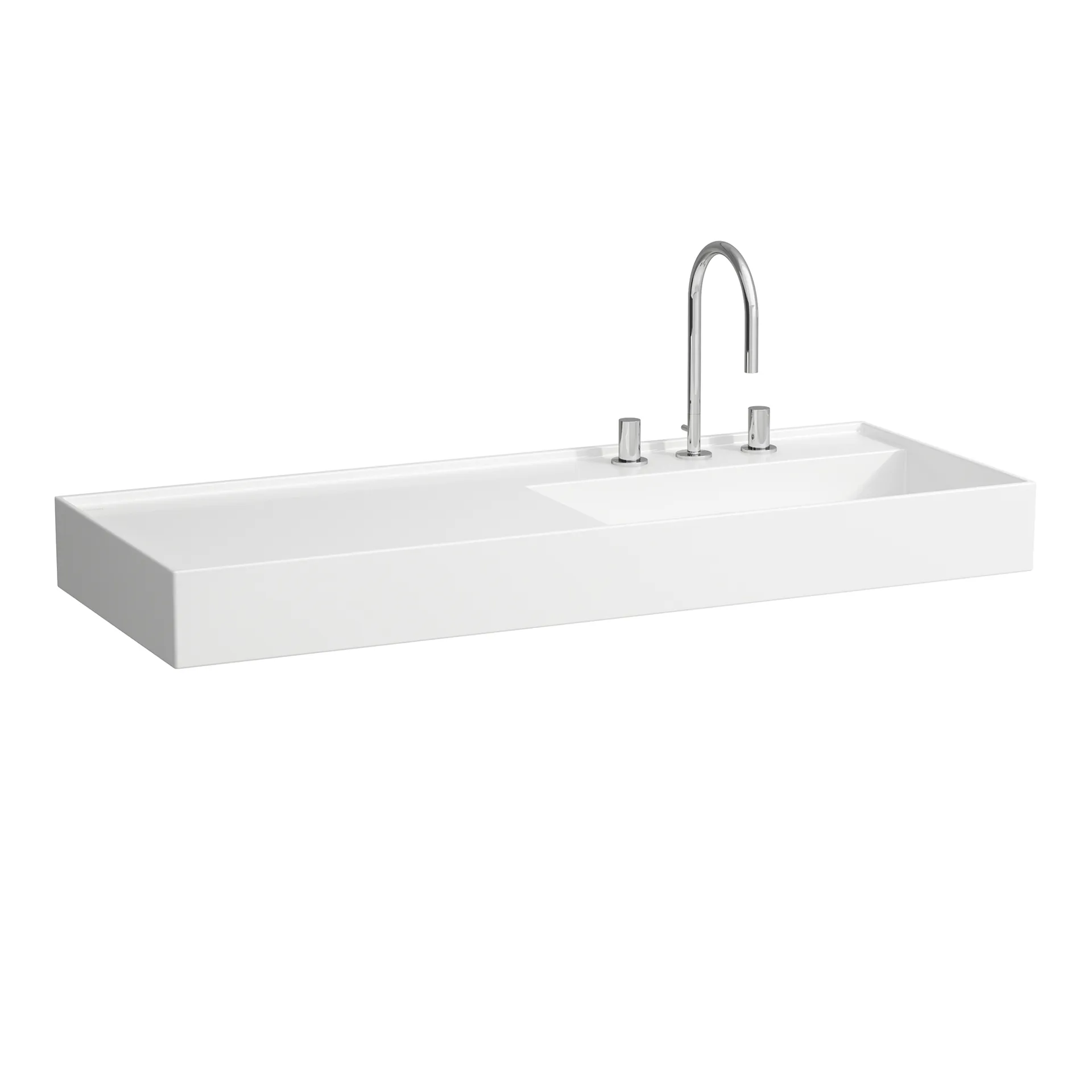 Waschtisch Kartell • 460x1200x150 1 Hahnloch ohne Überlauf versteckter Ablauf Ablage links weiß