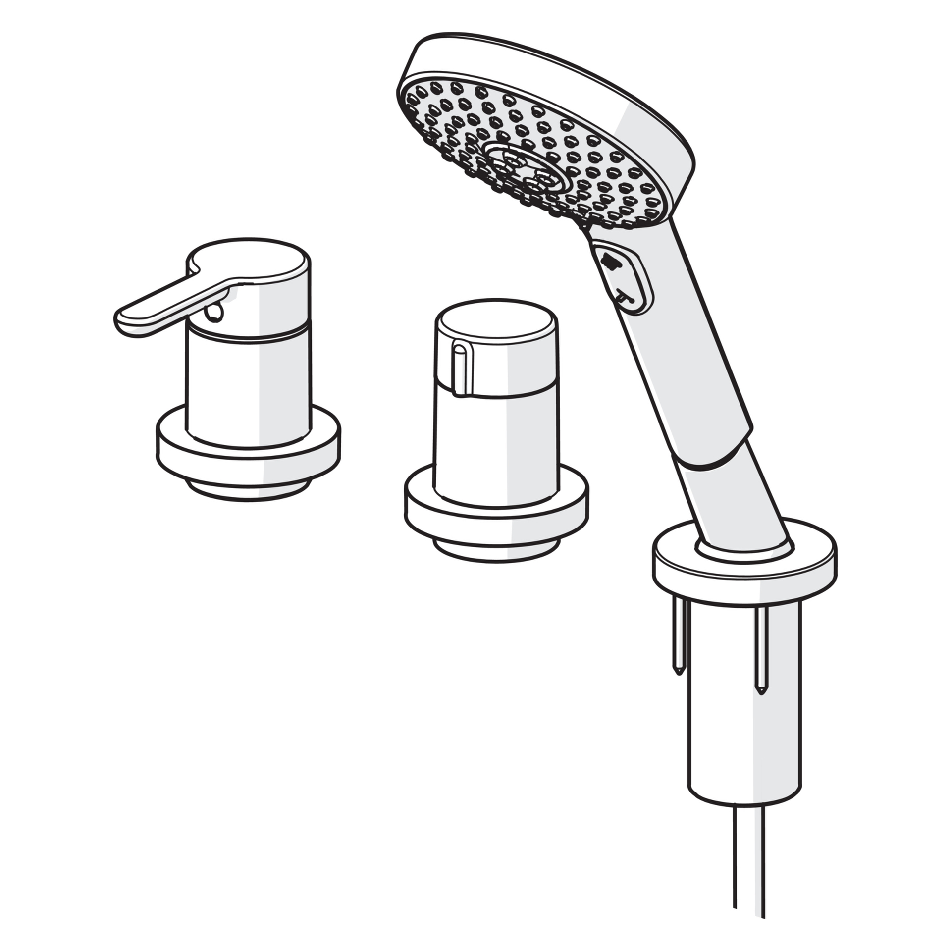 Einhebelmischer Fertigmontageset für Wanne/Brause DESIGNO Style 5325 Rosette rund 3-strahlig Chrom Einhebelmischer Fertigmontageset für Wanne/Brause DESIGNO Style 5325 Rosette rund 3-strahlig Chrom