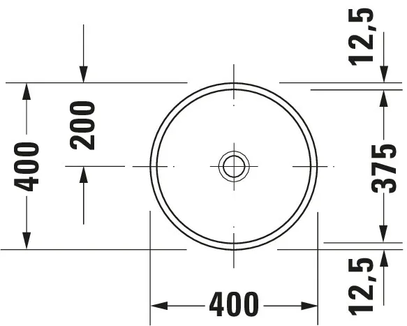 Einbauwaschtisch Architec 375 mm EB v.u.,o.ÜL,o.HLB,u.glasiert,weiß