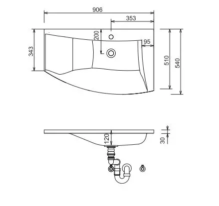 Laguna Set-Waschtischunterschrank mit Waschtisch und Spiegelschrank 900 mm, ,,