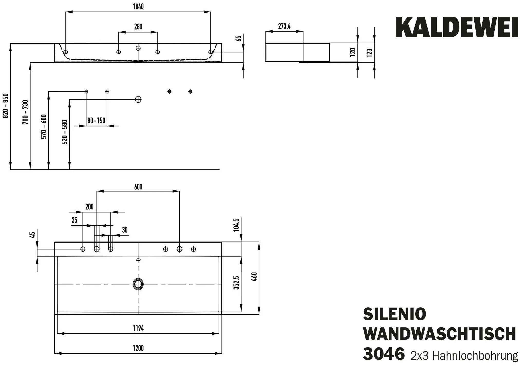 Doppelwaschtisch „Silenio“ 120 × 46 cm, ohne Hahnlochbohrung in alpinweiß matt, mit Perl-Effekt