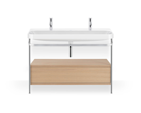 Duravit Waschtischunterschrank c-shaped Set mit Metallkonsole und Schubkasten „Happy D.2 Plus“ 117,5 × 85 × 49 cm in Mediterrane Eiche