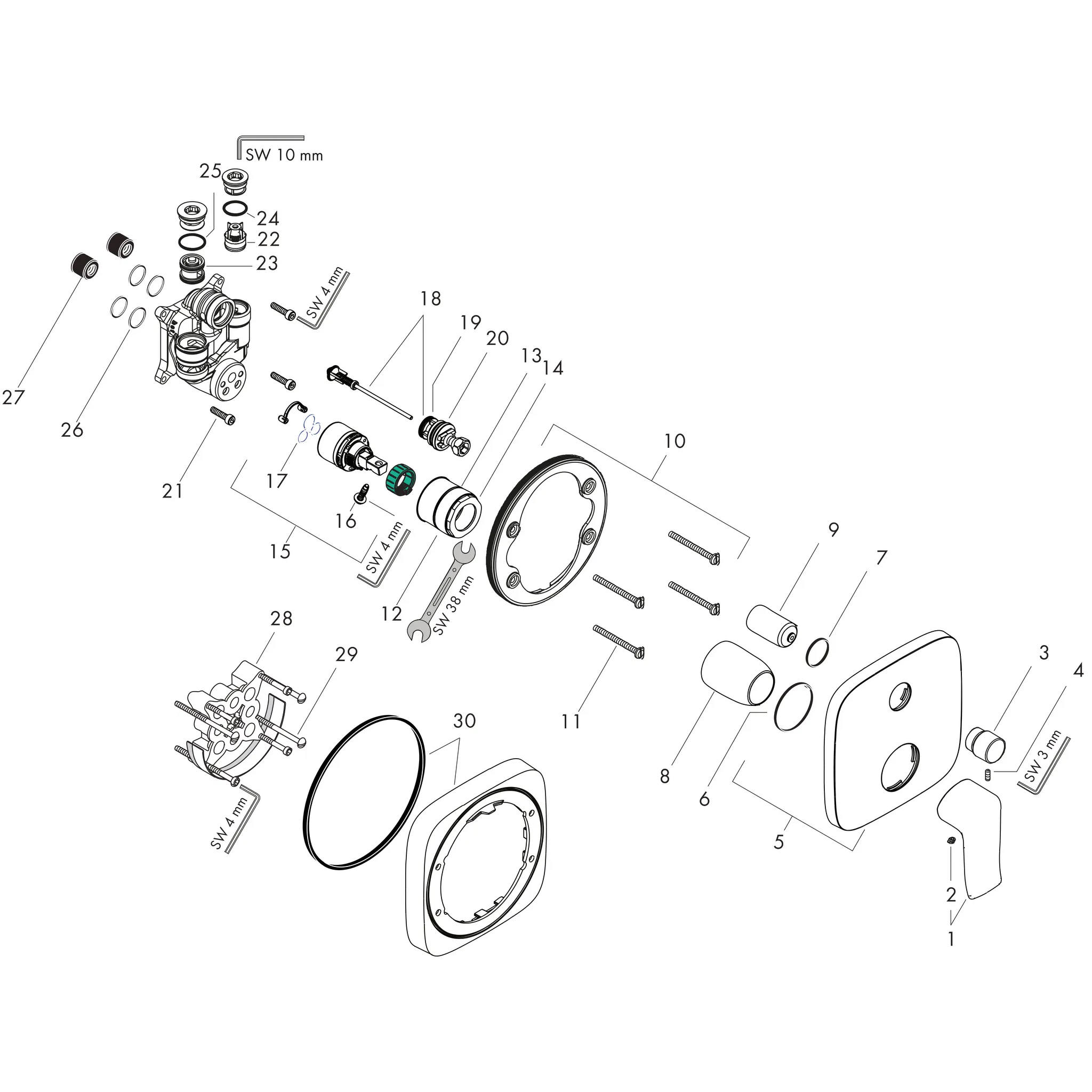 Wannenmischer Unterputz Metris F-Set eckig chr.m.Sicherungskombination Wannenmischer Unterputz Metris F-Set eckig chr.m.Sicherungskombination