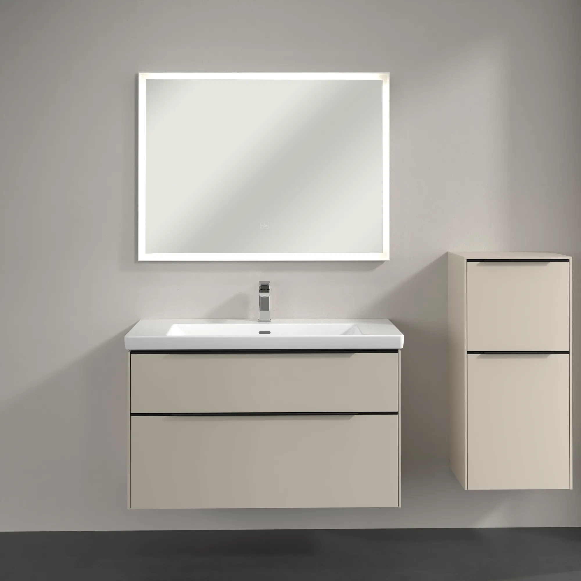 Villeroy & Boch Subway 3.0 Seitenschrank, Cashmere Grey, 400x860x346 mm, 1 Tür, 1 Auszug, SoftClosing