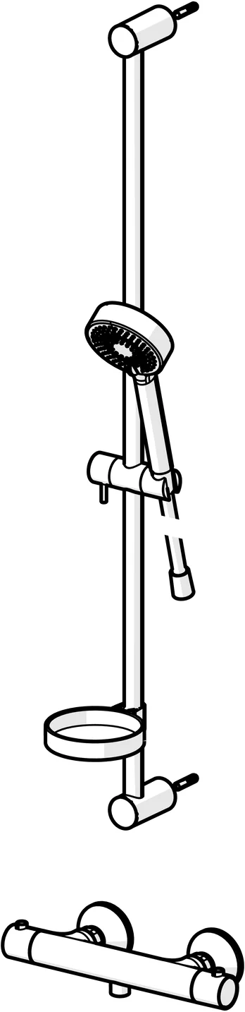 HansaUNITA Duscharmatur Hansaunita Brausebatterie mit Brausegarnitur HansaUNITA 4813 3-strahlig DN15 Chrom