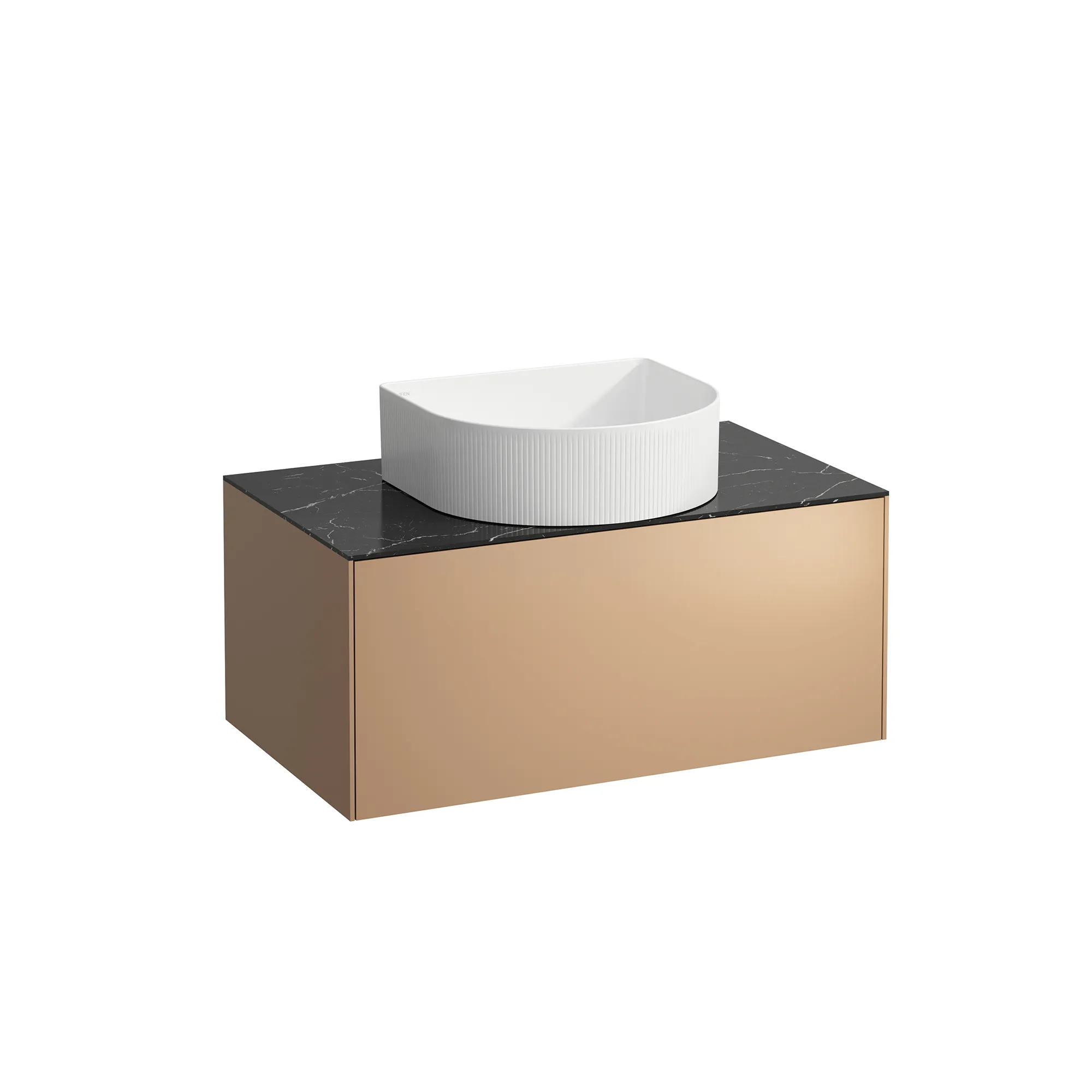 Laufen Waschtischunterbau „SONAR“ 777 × 341 × 457 mm Kupfer, ohne Hahnlochbohrung, mittig Laufen Waschtischunterbau „SONAR“ 777 × 341 × 457 mm Kupfer, ohne Hahnlochbohrung, mittig