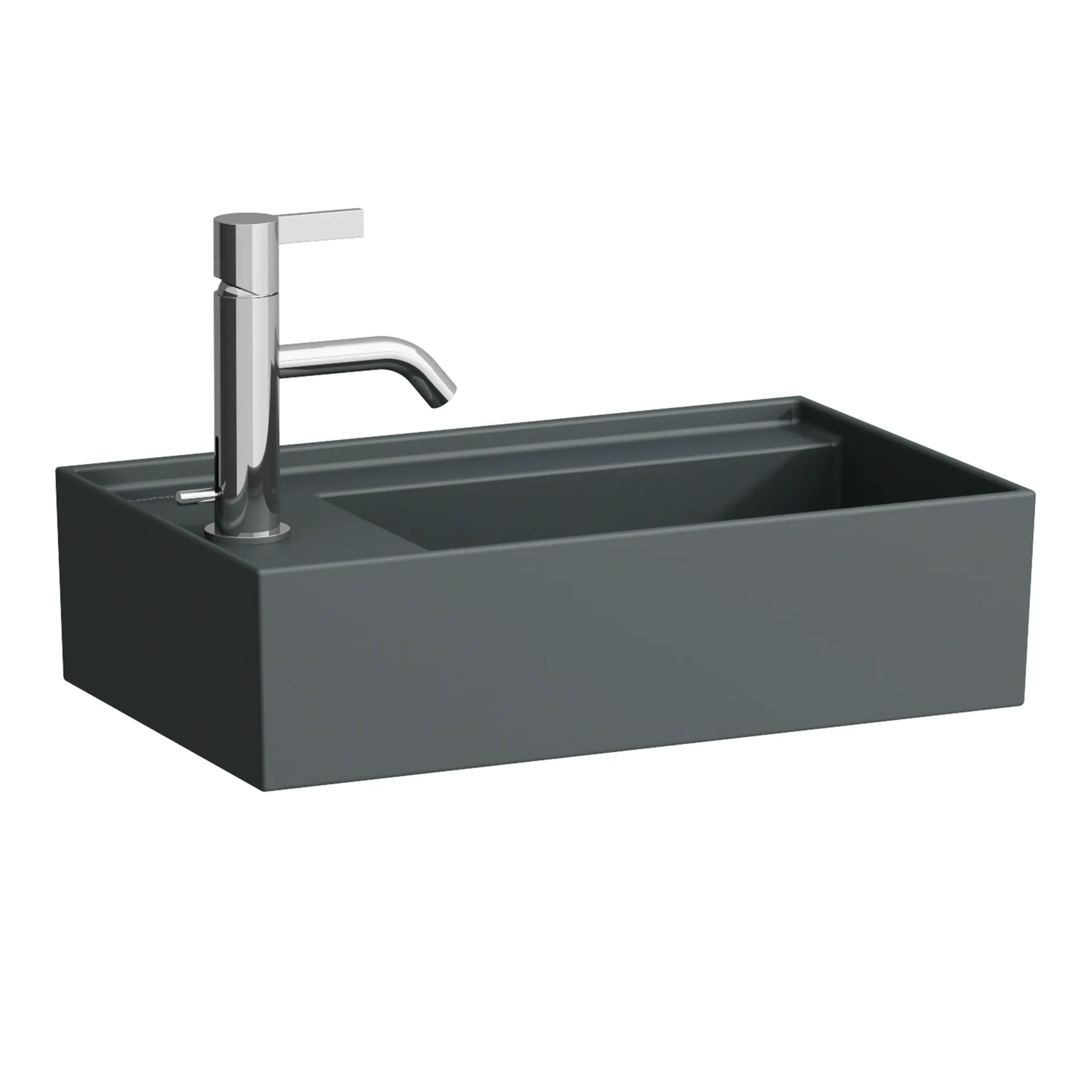 Handwaschbecken Kartell • 280x460x150 asymmetrisch 1 Hahnloch ohne Überlauf mit Armaturenbank links weiß Handwaschbecken Kartell • 280x460x150 asymmetrisch 1 Hahnloch ohne Überlauf mit Armaturenbank links weiß