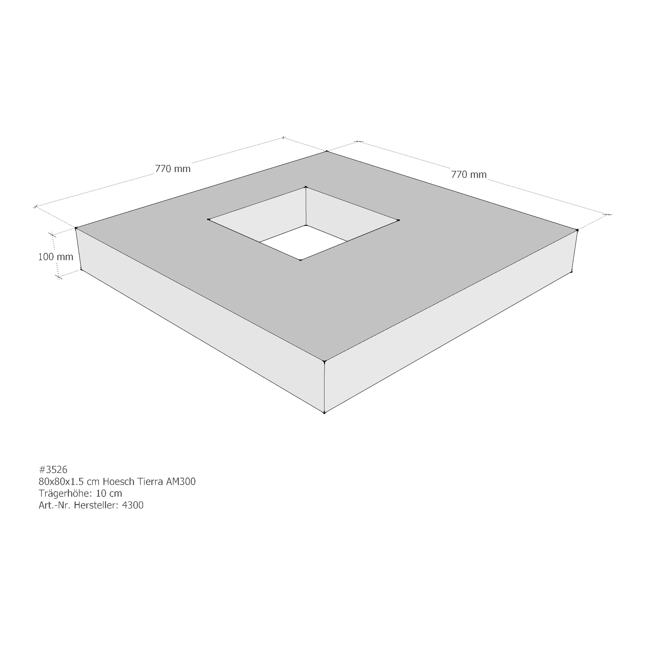 Duschwannenträger für Hoesch Tierra 80 × 80 × 1,5 cm