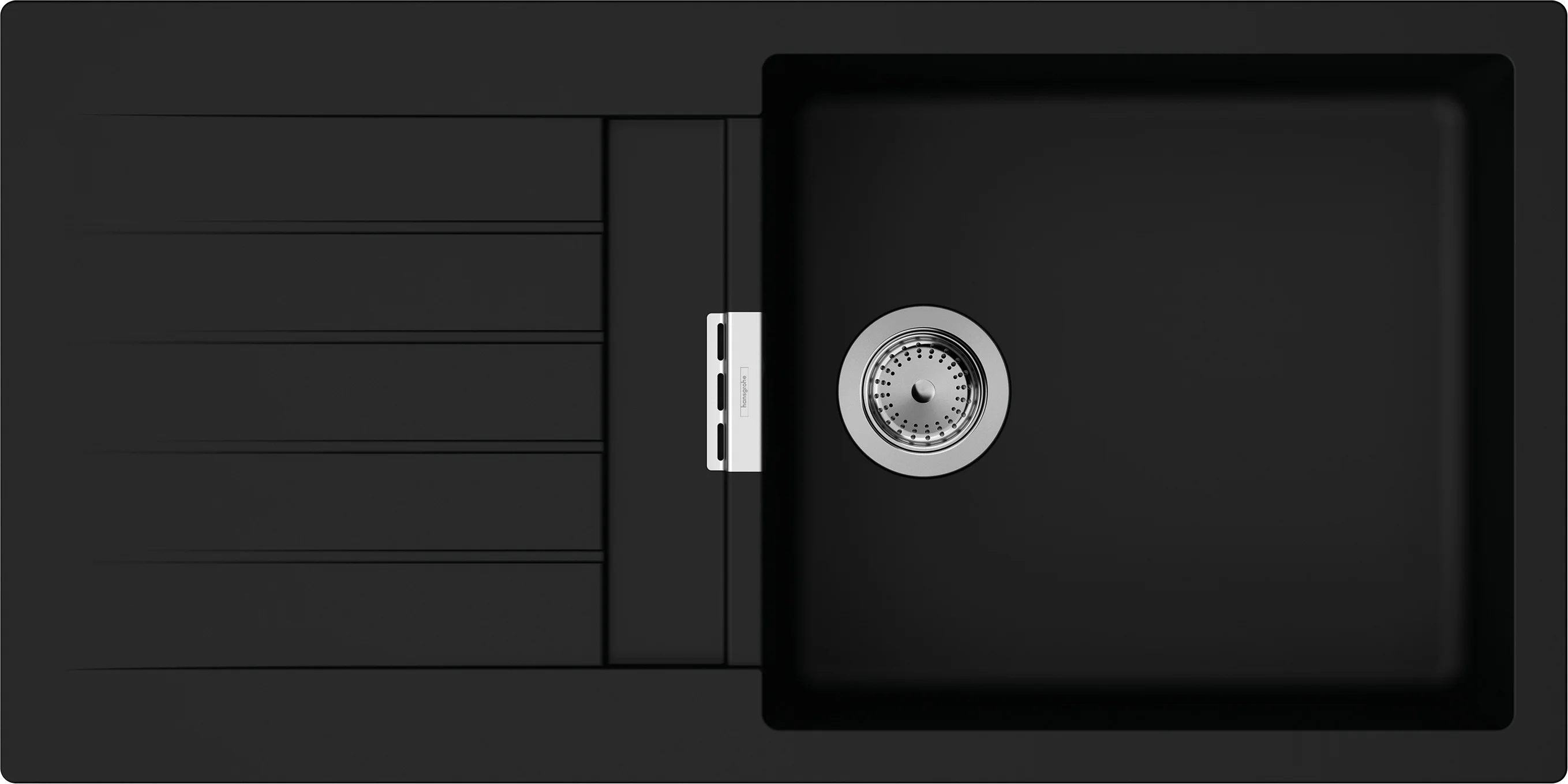 Hansgrohe Einbauspüle S52, Serie S520-F480, Graphitschwarz, 980 x 480 mm, 1 Hauptbecken mit Abtropffläche, reversibel, Beckentiefe 195 mm Hansgrohe Einbauspüle S52, Serie S520-F480, Graphitschwarz, 980 x 480 mm, 1 Hauptbecken mit Abtropffläche, reversibel, Beckentiefe 195 mm