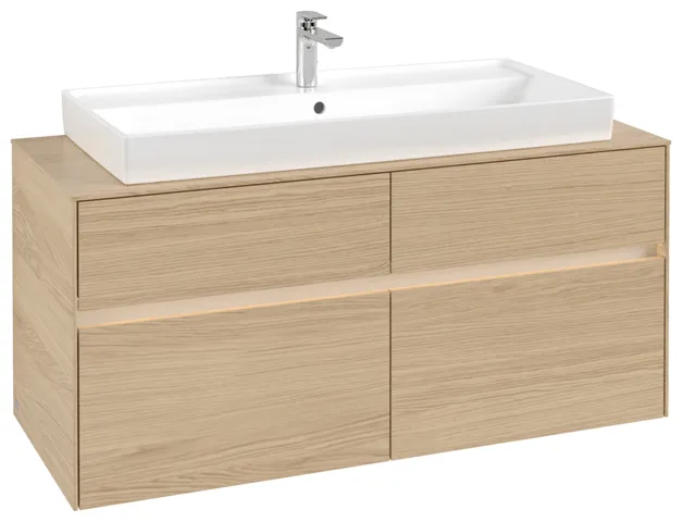 Villeroy & Boch Waschtischunterschrank „Collaro“ 1200 × 548 × 500 mm Nordic Oak, mit Beleuchtung, für Becken mittig