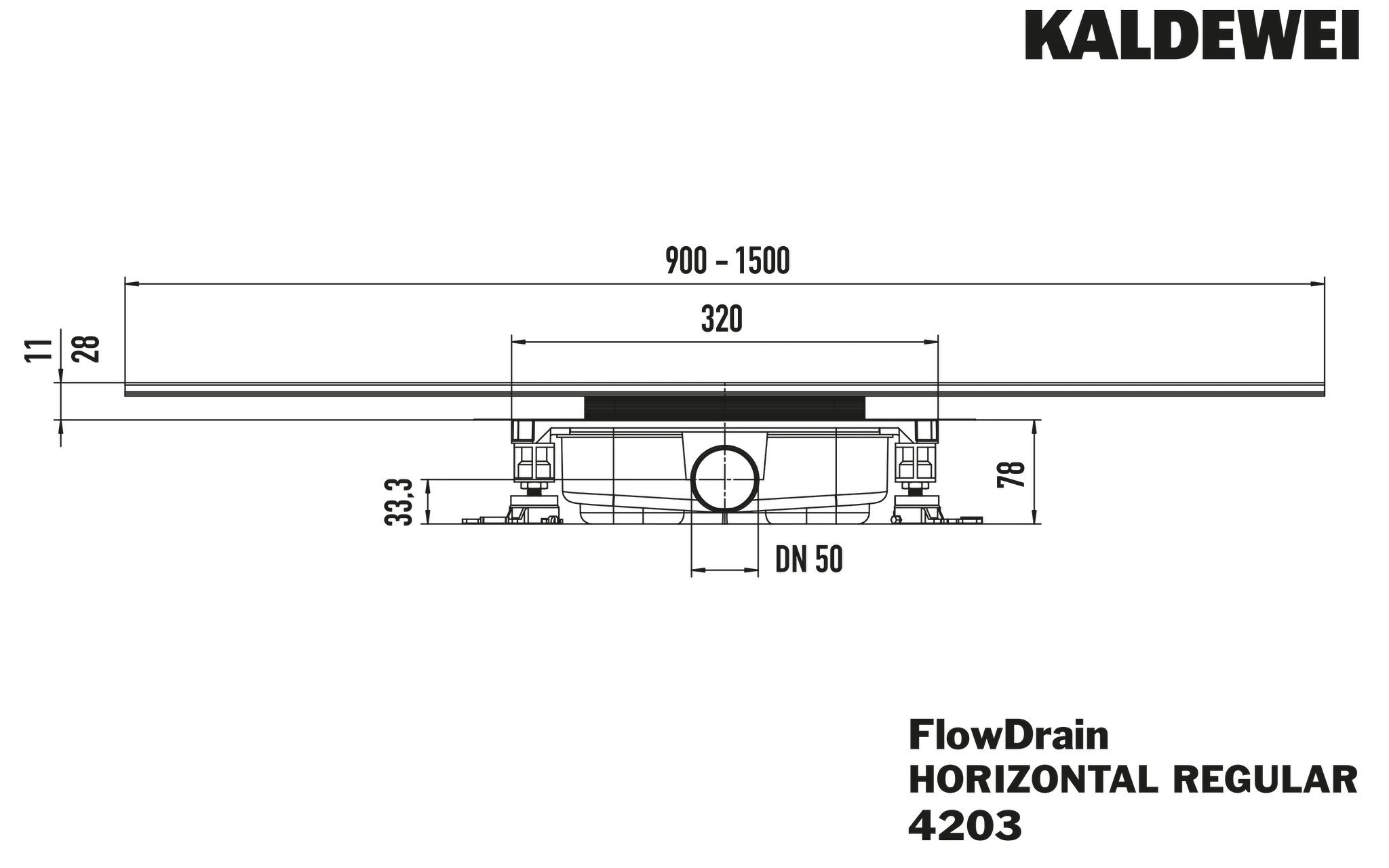 Kaldewei Ablaufgarnitur Horizontal Regular „FlowDrain“ Modell 4203