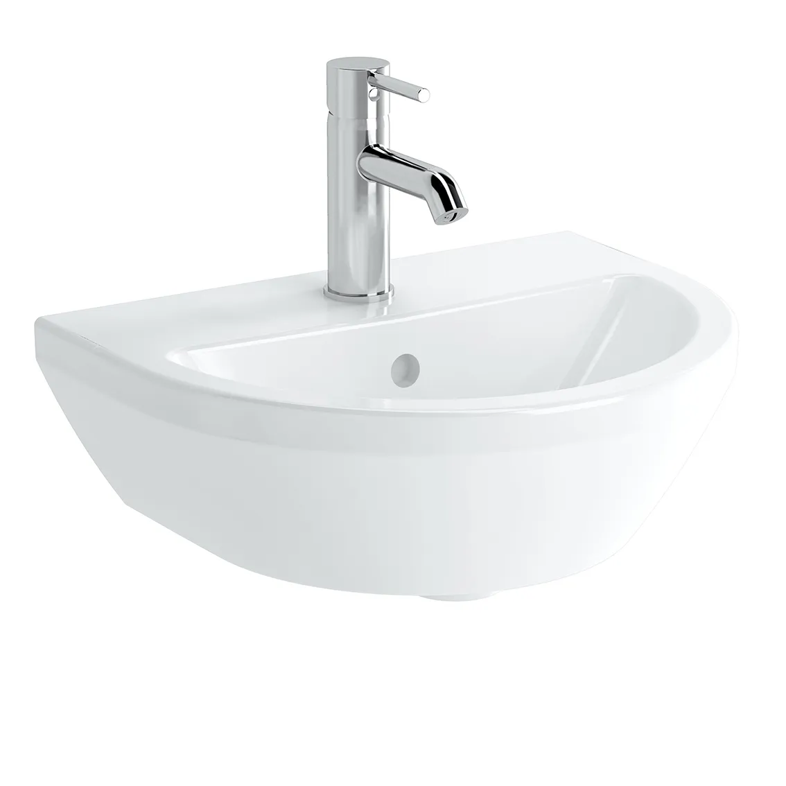 VitrA Integra Handwaschbecken 45 x 36 cm rund mit Hahnloch und Überlauf Weiß Hochglanz