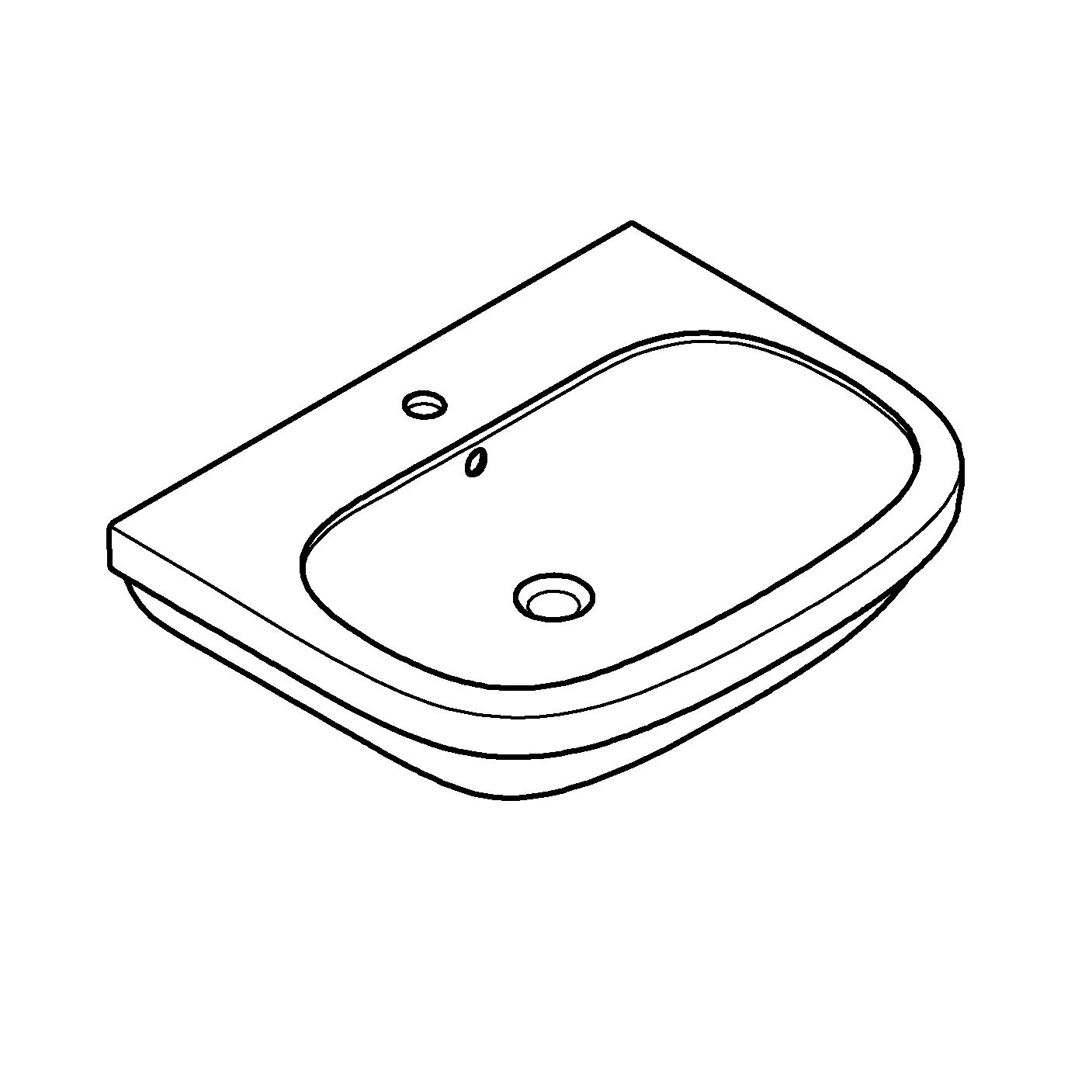 Waschtisch Euro Keramik 39323, wandhängend, 650 x 515 mm, 1 Hahnloch, mit Überlauf, aus Sanitärkeramik, alpinweiß