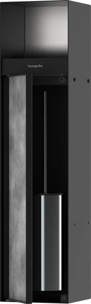 Hansgrohe XtraStoris Rock Einbau Toilettenbürstenhalter mit befliesbarer Tür, mattschwarz, 140 mm Einbautiefe