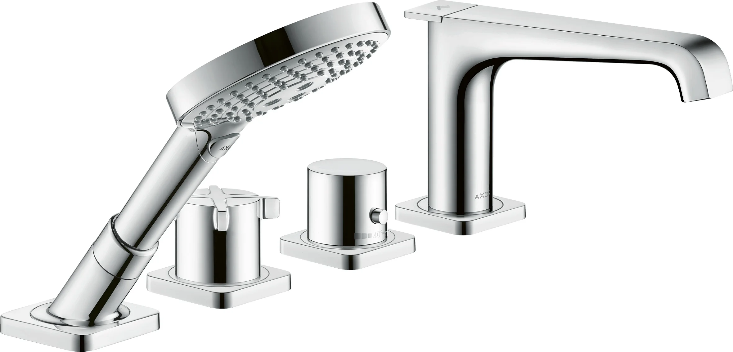Hansgrohe AXOR Citterio E 4-Loch Fliesenrandarmatur mit Thermostat, Chrom, Ausladung 190 mm