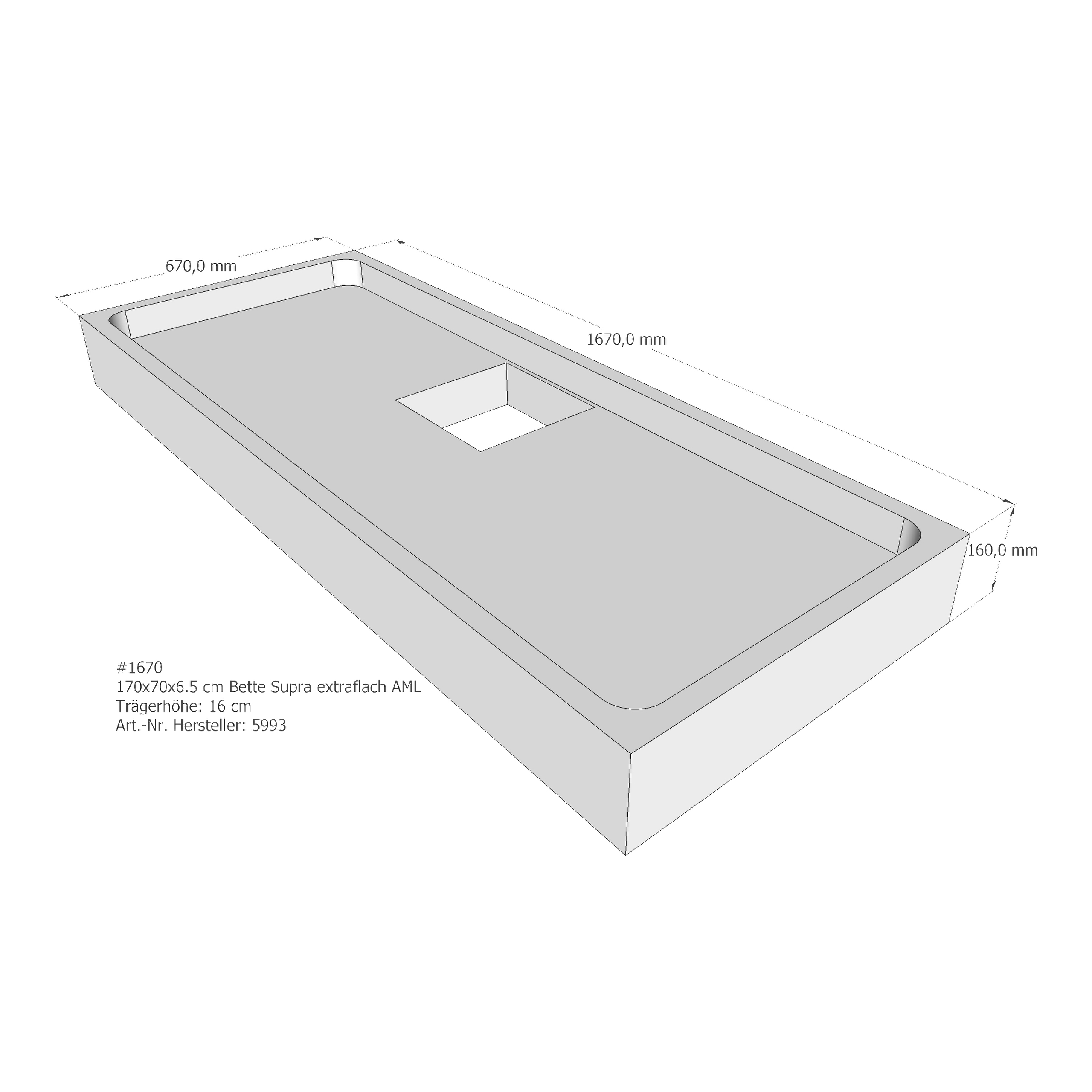 Duschwannenträger für Bette Supra (extraflach) 170 × 70 × 6,5 cm Breite: 70 cm / Länge: 170 cm Duschwannenträger für Bette Supra (extraflach) 170 × 70 × 6,5 cm Breite: 70 cm / Länge: 170 cm