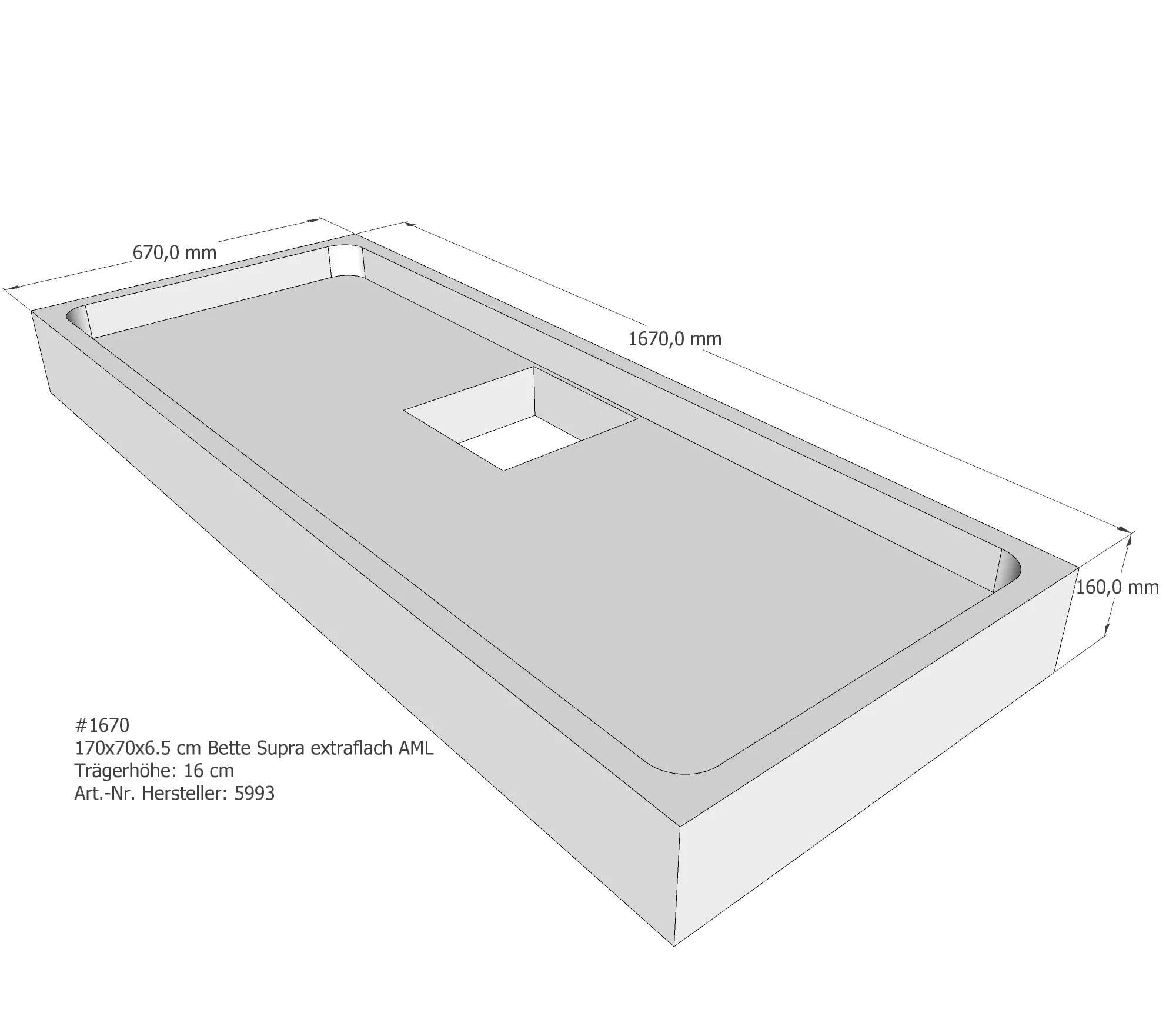 Duschwannenträger für Bette Supra (extraflach) 170 × 70 × 6,5 cm Breite: 70 cm / Länge: 170 cm Duschwannenträger für Bette Supra (extraflach) 170 × 70 × 6,5 cm Breite: 70 cm / Länge: 170 cm