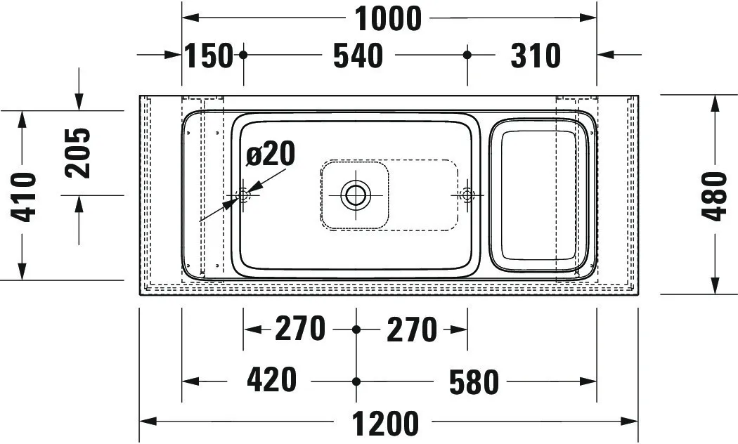 Duravit Aufsatzwaschtisch inkl. Natursteinkonsole „Qatego“ 100 × 41 × 90 cm in Weiß Hochglanz