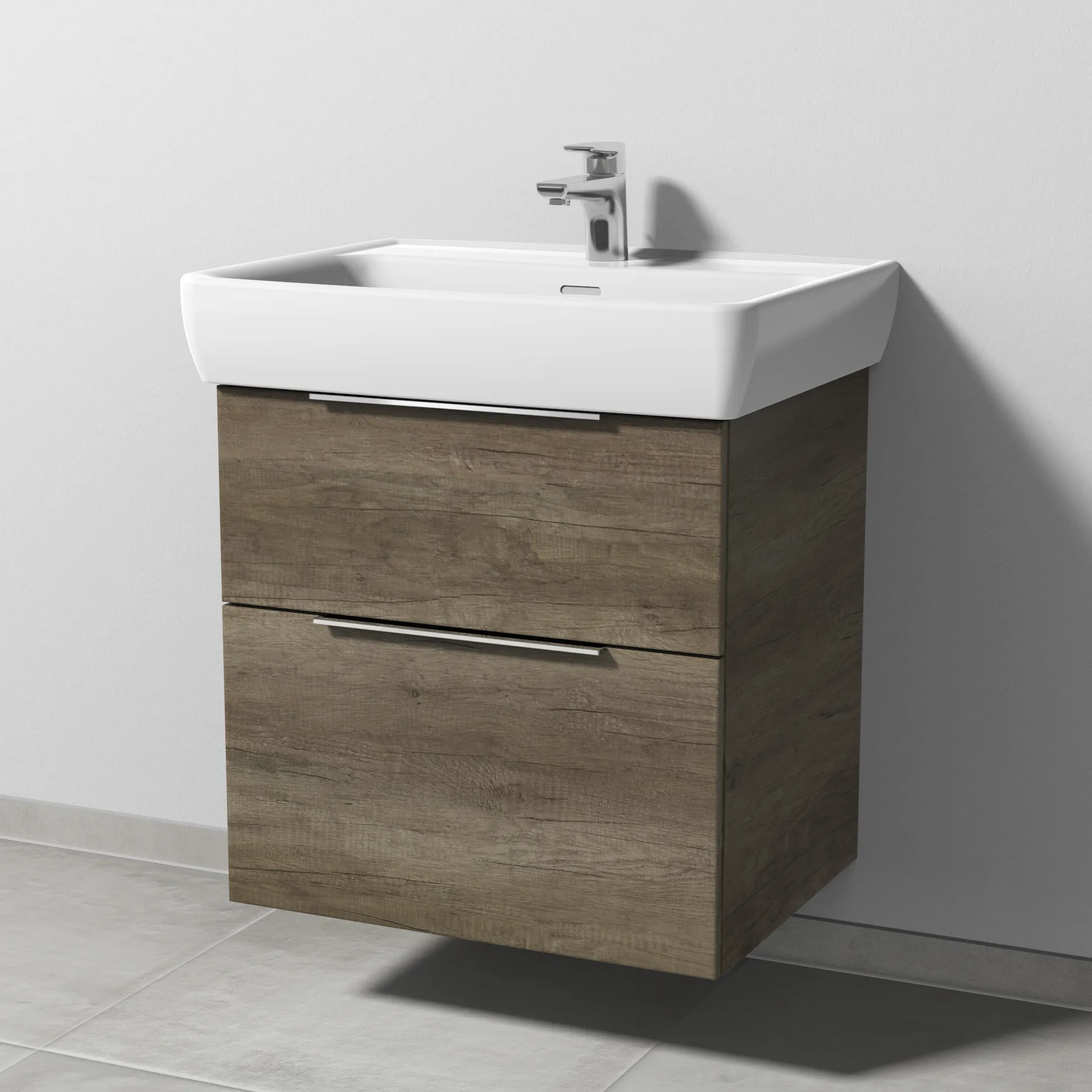 Sanipa Waschtischunterschrank „3way“ passend zu Keramik-Waschtische Pro A von Laufen 580 × 588 × 447 mm in Eiche Nebraska