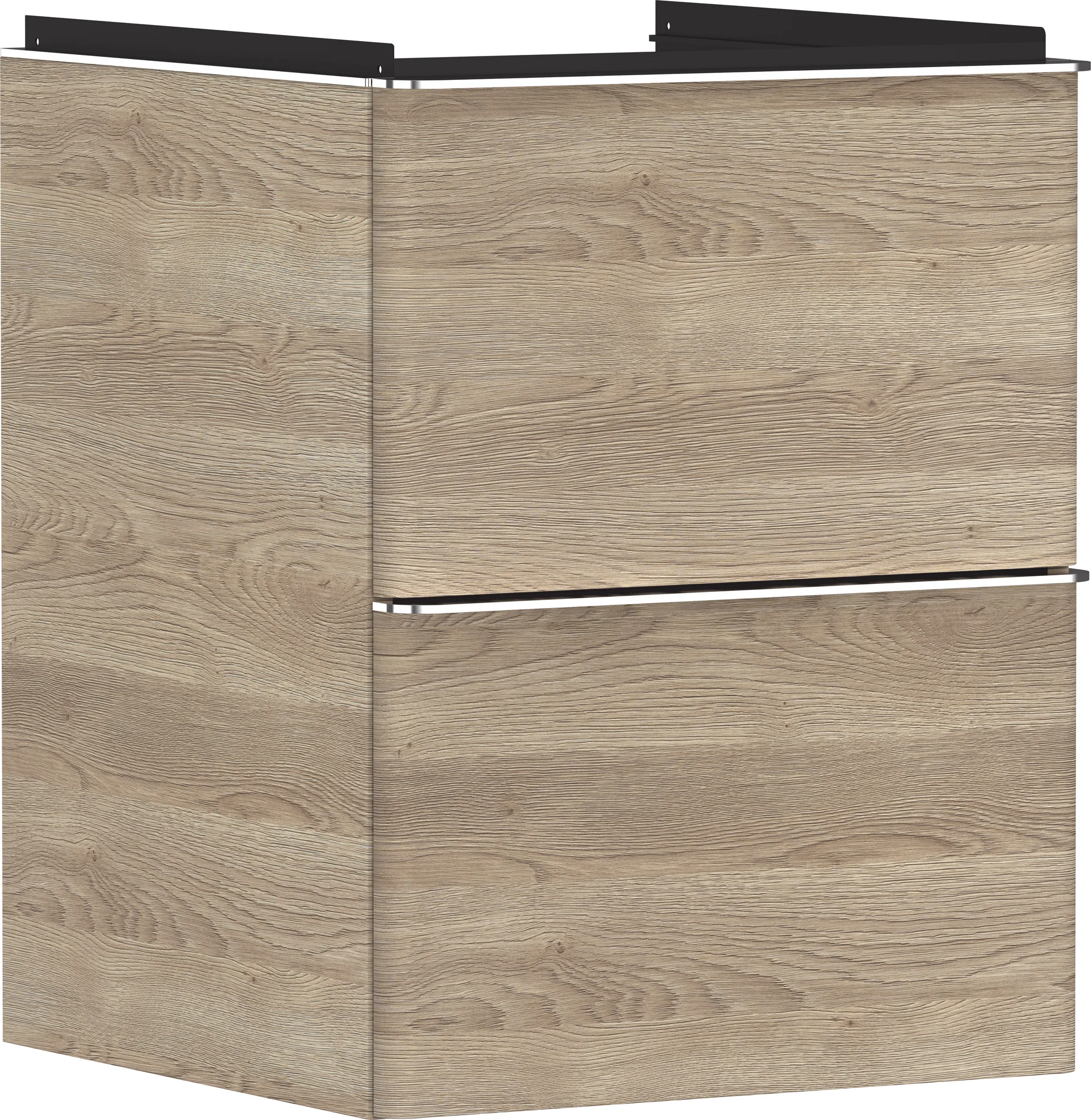 Hansgrohe Xelu Q Waschtischunterschrank Eiche Natur, 480x475 mm, 2 Schubkästen, verchromte Griffe, SoftClose, vormontiert