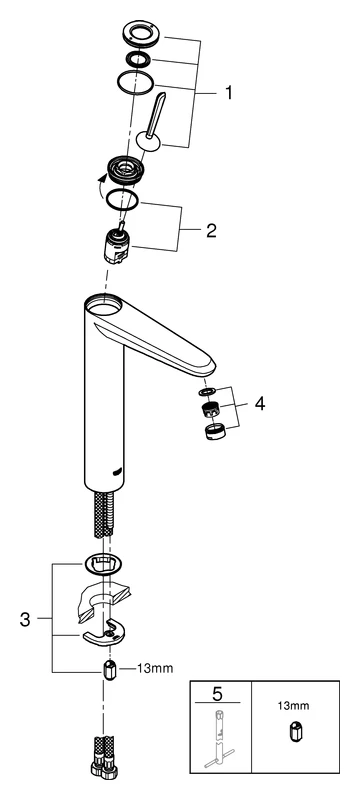 Einhand-Waschtischbatterie Eurodisc Joy 23428, XL-Size, Einlochmontage, glatter Körper, chrom