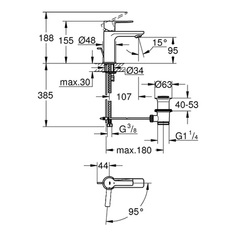 Einhand-Waschtischbatterie Lineare 23790_1, XS-Size, Einlochmontage, Energie-Spar-Funktion Mittelstellung kalt, Zugstangen-Ablaufgarnitur 1 1/4″, chrom Einhand-Waschtischbatterie Lineare 23790_1, XS-Size, Einlochmontage, Energie-Spar-Funktion Mittelstellung kalt, Zugstangen-Ablaufgarnitur 1 1/4″, chrom