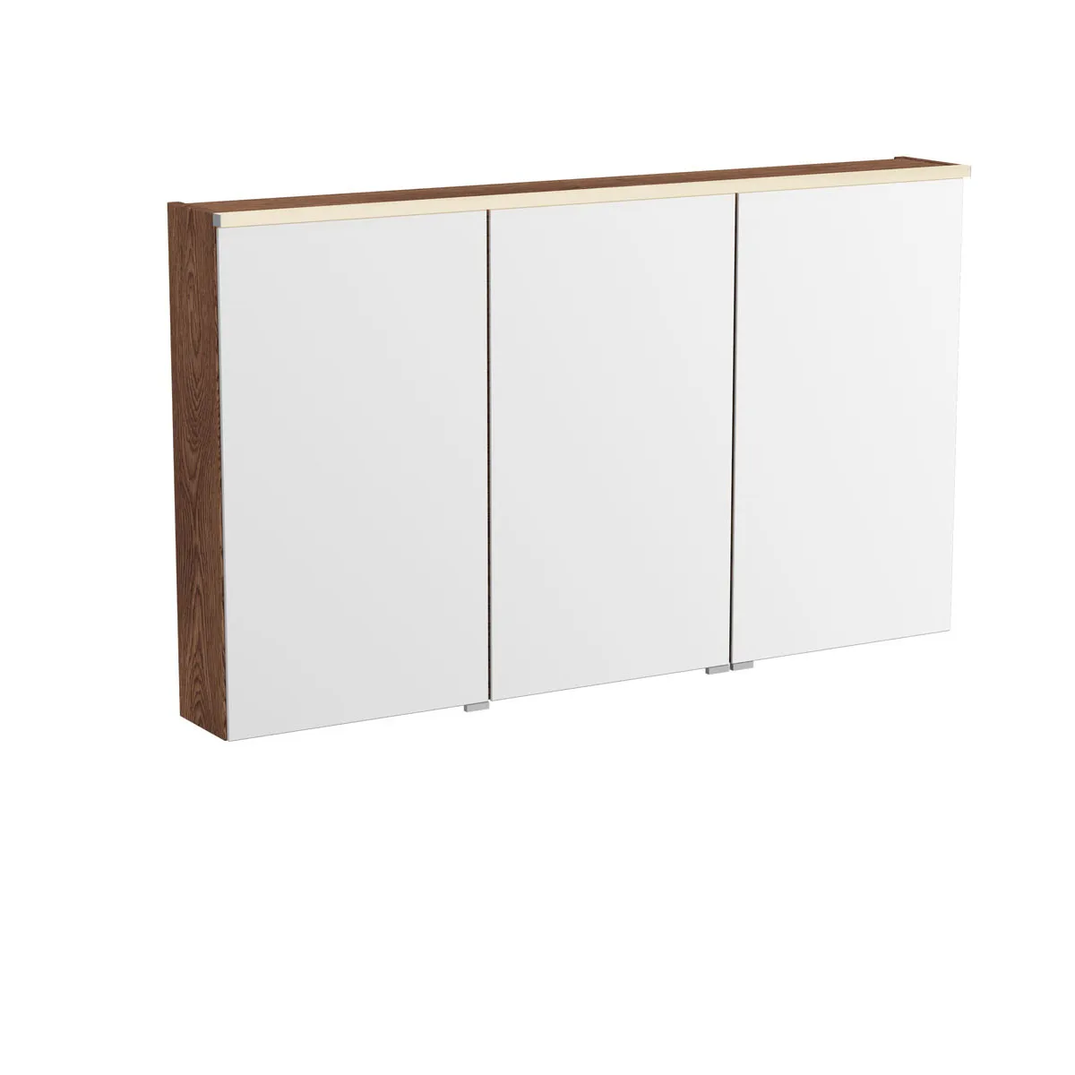 New Metropole Edge LED-Spiegelschrank mit 3 Spiegeltüren 120 x 18 x 70 cm (BxTxH) Echtholzfurnier Walnuss